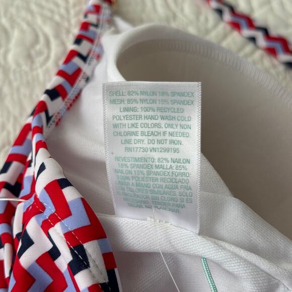 Kona Sol One Piece Swim Suit Red White Blue Gold Hardware USA Patriotic 18 NWT - Picture 9 of 10